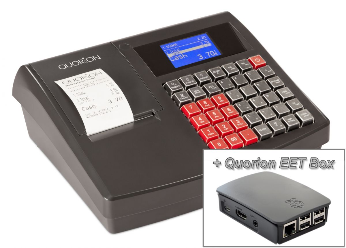 Registrační pokladna QMP 18 2xRS/USB/OL černá + Quorion EET box